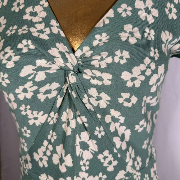 Boden Women's Seville Smart Day Dress Green White Floral Jersey Twist Front Size - Picture 3 of 8
